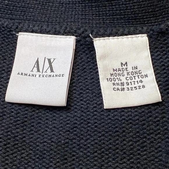 Armani Exchange Zip Up Knit Cárdigan Sweater with White Trim Detailing - Picture 7 of 8